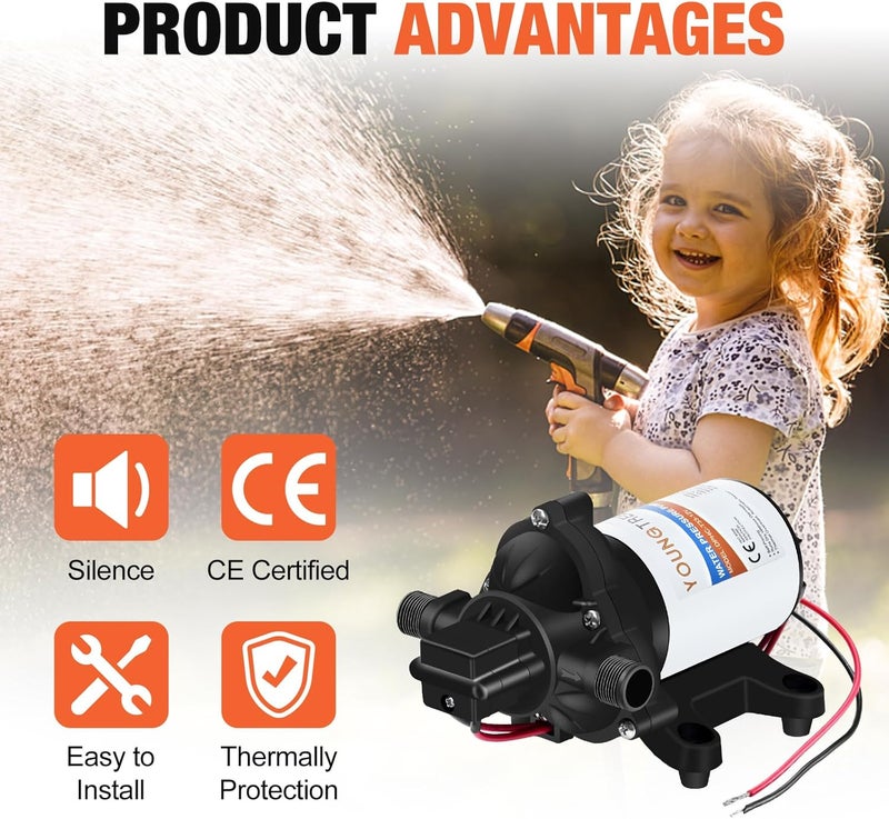 YoungTree 12V DC RV Water Diaphragm Pump 3.5 GPM 45PSI, 12Volt Self-Priming Fresh Water Pressure Pump with Pressure Switch for RV Camper Boat Home Off-Grid - Image 5